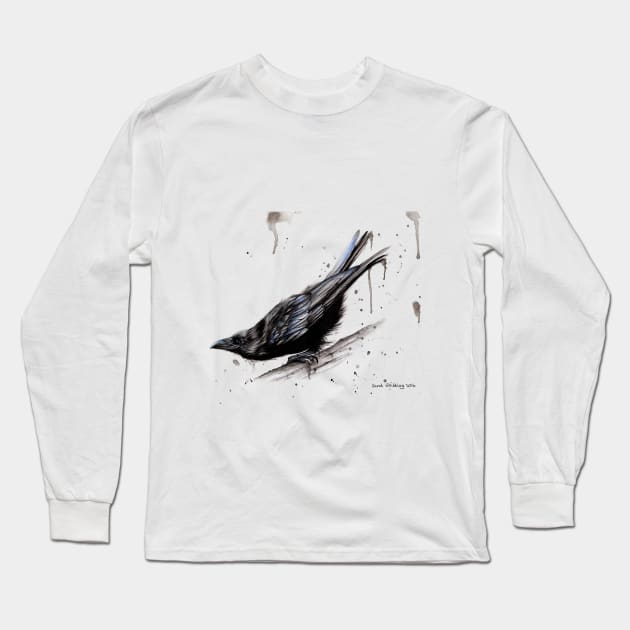 Gothic Raven Art Long Sleeve T-Shirt by sarahstribb